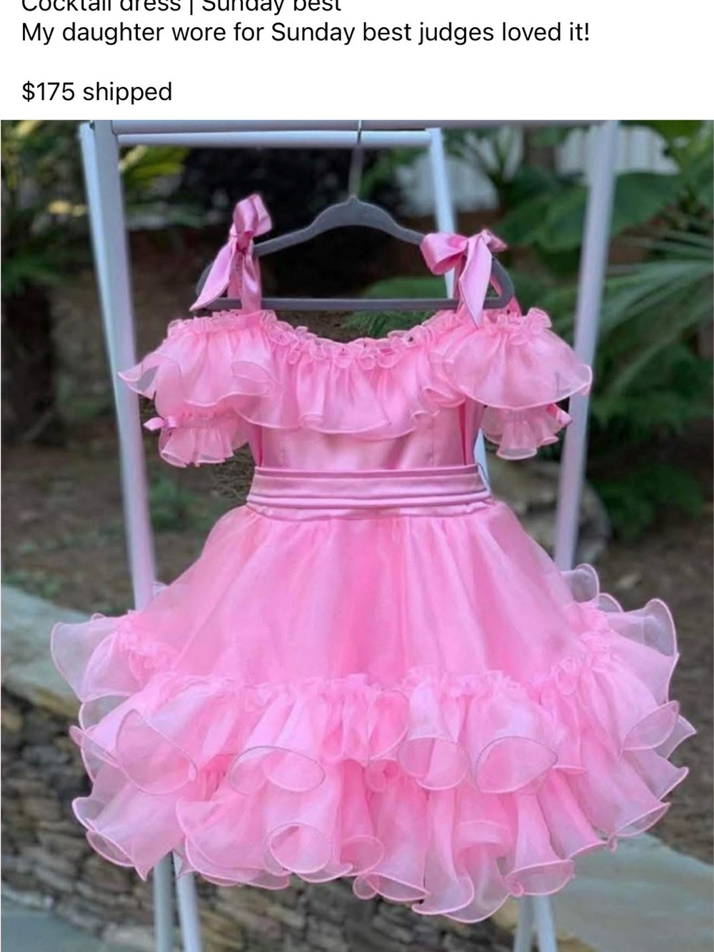 Pink Ruffled Off-Shoulder Girls' pageant Dress